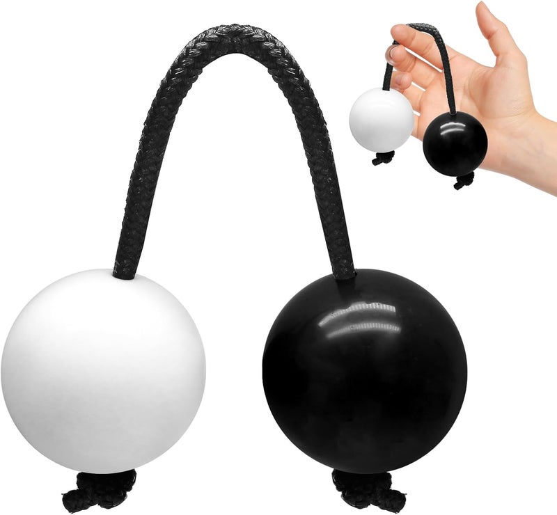 Jersvimc 2 Pair Aslatua Shakers Kashaka Shaker Instrument, African Rhythmic Ball Hand Percussion Musical Black & White Shaker Balls for Adults - Image 1